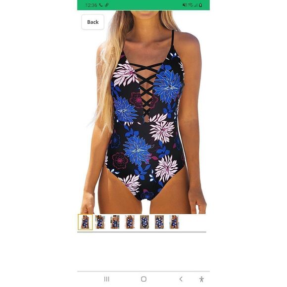 New Small Binlowis Sexy Plunging Criss Cross One-Piece Swimsuit Bathing Suit NWT - Picture 1 of 7